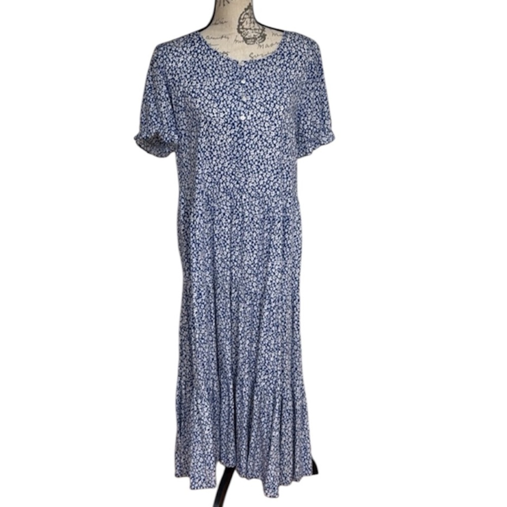 J. Crew Blue and White Floral Maxi Dress